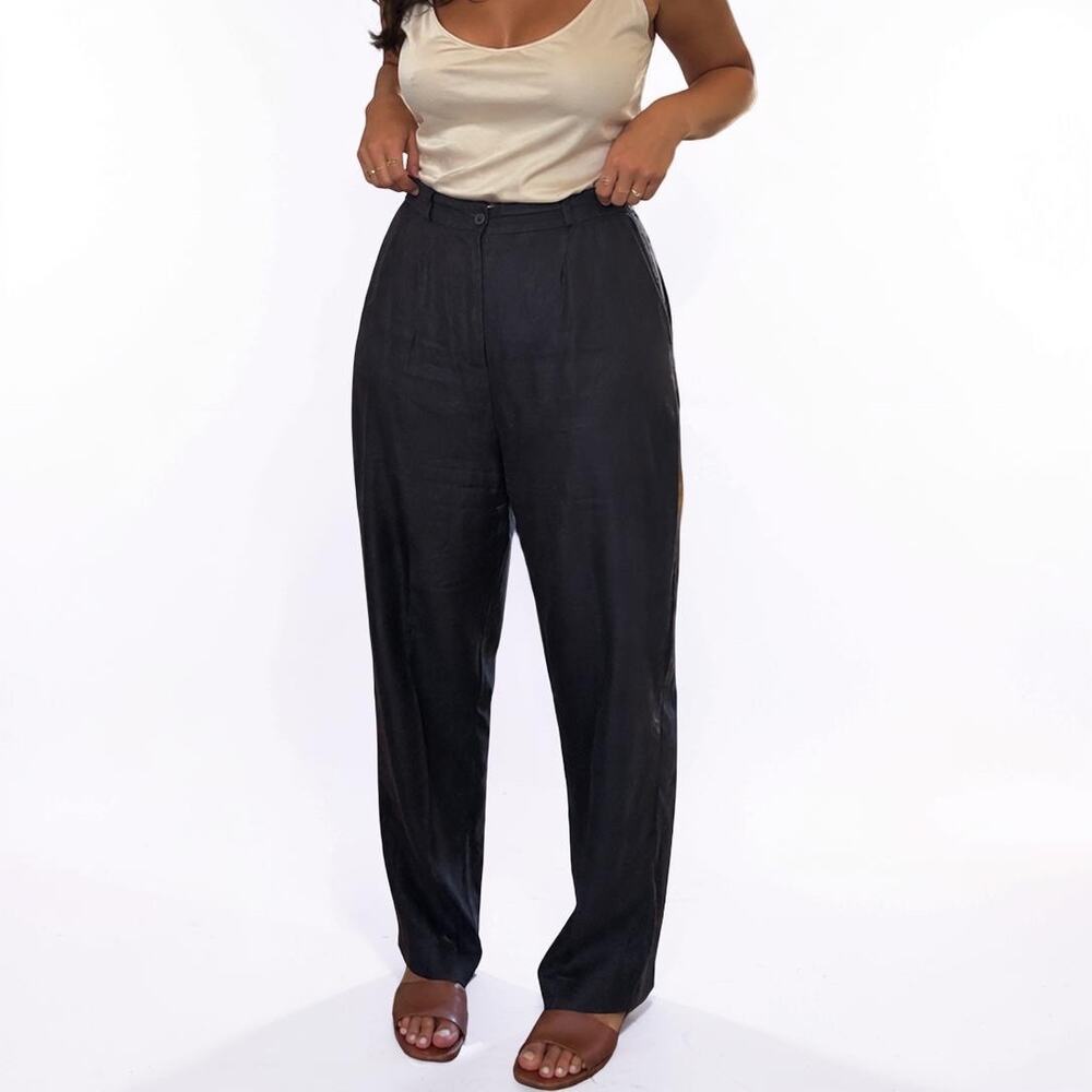 Vintage Y2K MaxMara Pure Linen High Waist Tapered Trousers Made in Italy Size 12